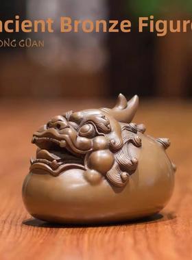 紫铜貔貅摆件车载皮丘汽车内饰品家居客厅办公桌书柜书房镇纸礼品