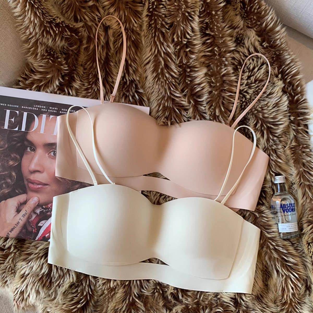 都市丽人细肩带内衣女小胸聚拢夏季薄款透气吊带背心无痕文胸美背