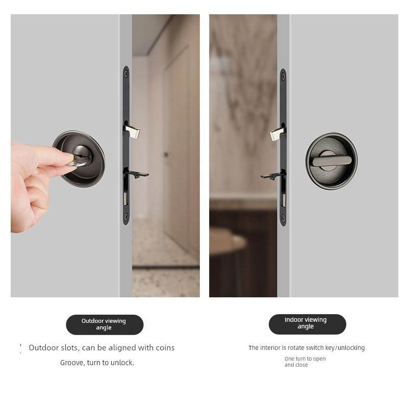 意大利新款圆口袋滑动门锁双面锁球锁卧室锁隐藏双钩拉环锁