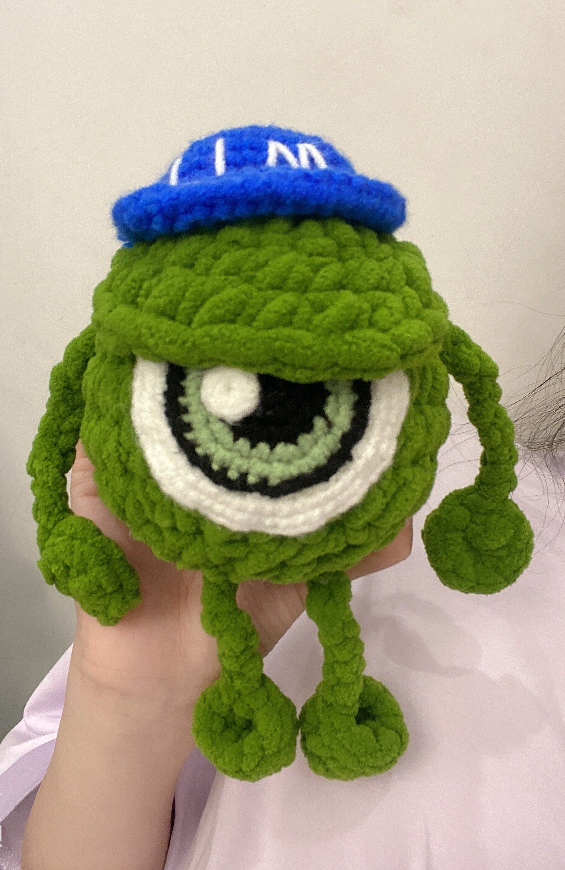 绿色大眼怪包包钥匙挂件手工diy编织毛线材料包自制织送情侣材料