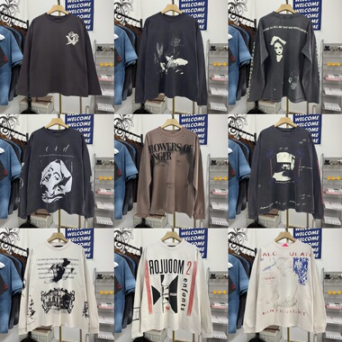 25SS ERD忧郁的富二代数码印花洗水做旧高街男女休闲宽松长袖T恤