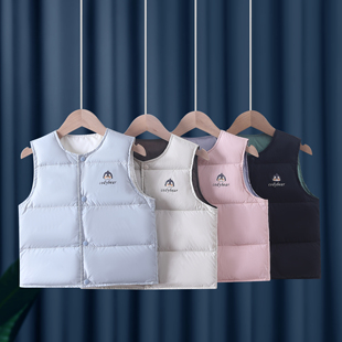 儿童羽绒马甲男童女童白鸭绒背心宝宝坎肩中大童内穿羽绒服加大款