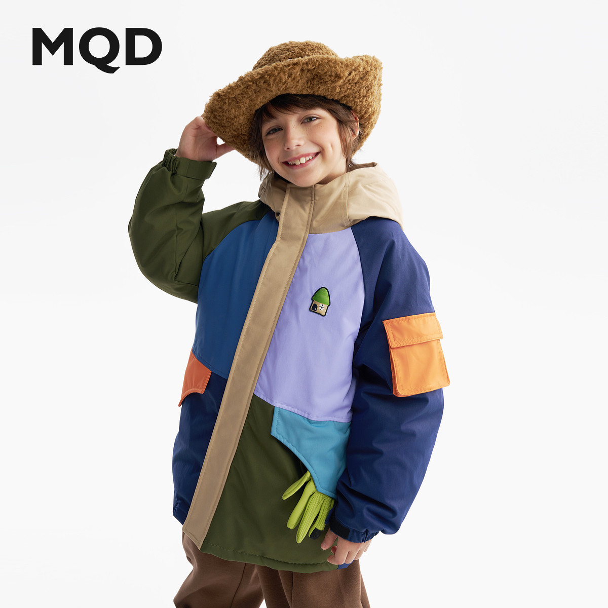 【设计师系列】MQD男童羽绒服25冬新款儿童连帽撞色拼接羽绒外套