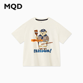 MQD童装 T恤 卡通小熊运动休闲短袖 儿童25夏季 新款