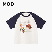 男大童夏季 亲肤T恤 卡通印花涂鸦轻薄短袖 新品 学院风撞色插肩袖