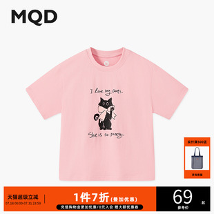 女大童夏季 T恤 新品 学院风甜美穿搭小猫卡通短袖