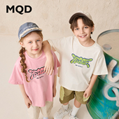 男女童夏季 轻薄柔软T恤 短袖 新品 学院风字母印花趣味个性