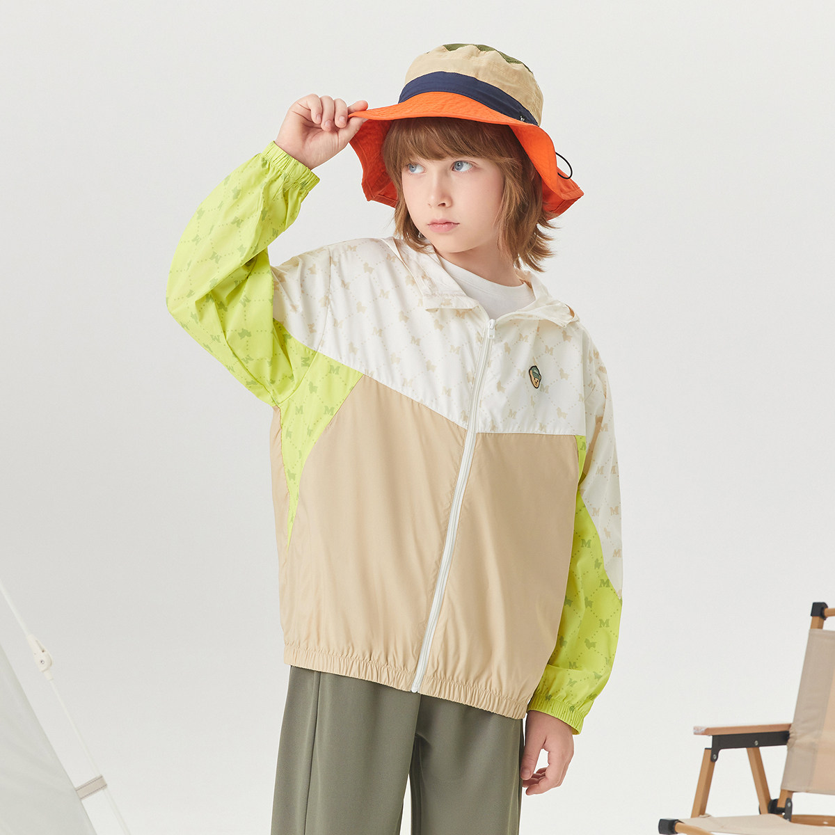 外套风连帽MQD童装男童拼接印花