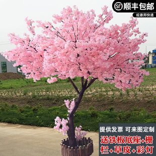 饰 仿真樱花树假桃树大型植物加密仿真樱花仿真桃花树许愿树桃花装