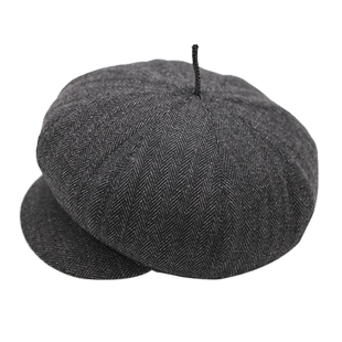 春秋冬季羊毛呢帽子男士八角帽中老年人老头画家贝雷帽报童南瓜帽