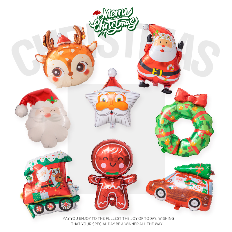圣诞节快乐派对气球飘空铝膜餐厅橱窗商场氛围节日布置场景装饰