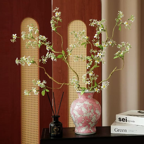 海棠花藤仿真花家居客厅餐桌装饰假花摆设仿生塑料花干花插花摆件