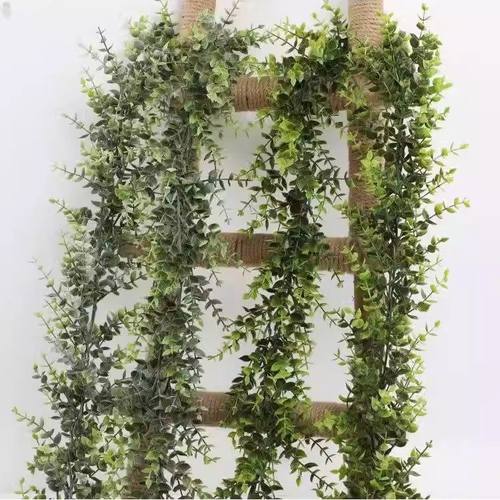 新款仿真尤加利藤条假花桉树叶藤蔓墙面装饰遮挡管道遮丑绿植装饰