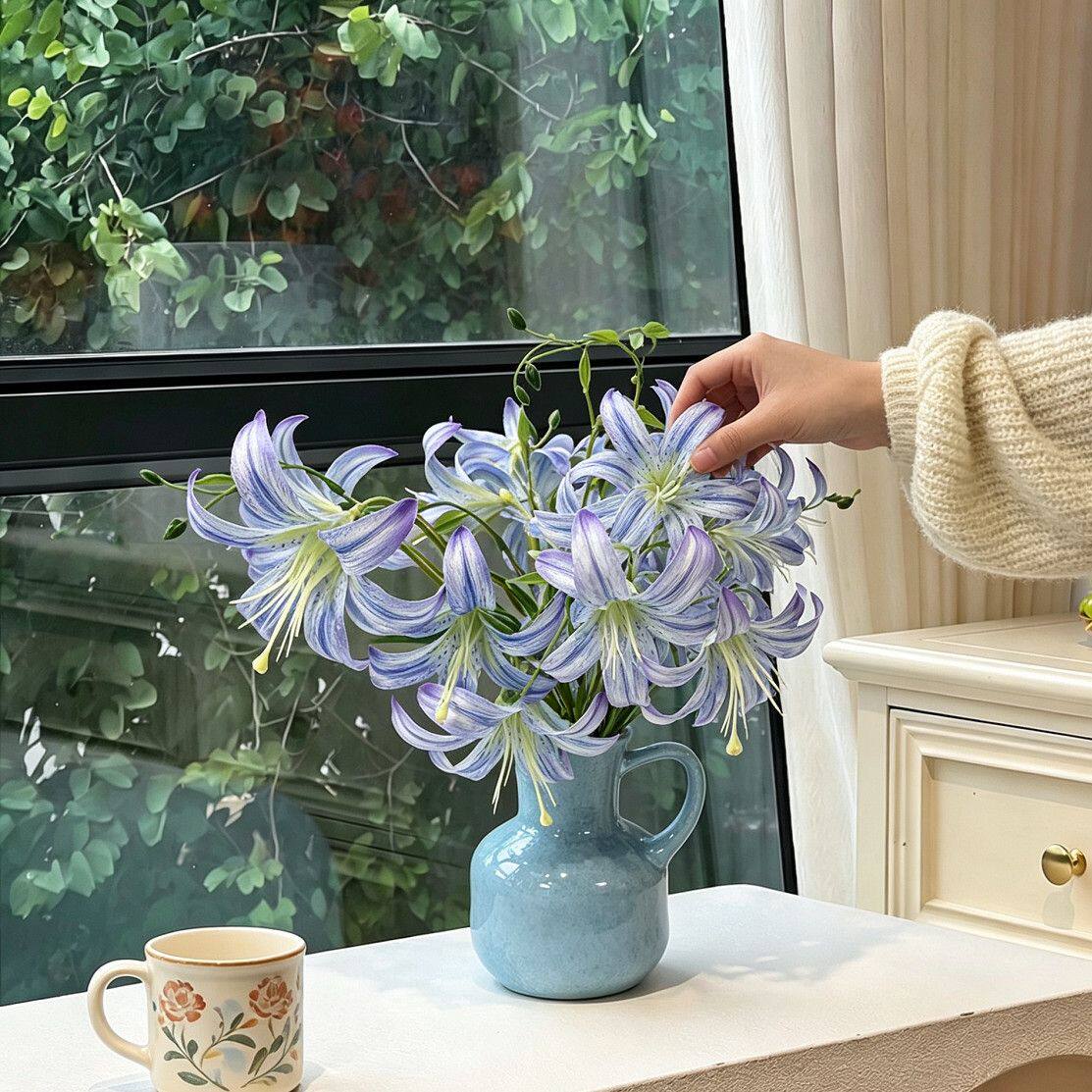 百合花仿真花假花摆设高级感逼真客厅餐桌装饰品插花花束摆件花艺