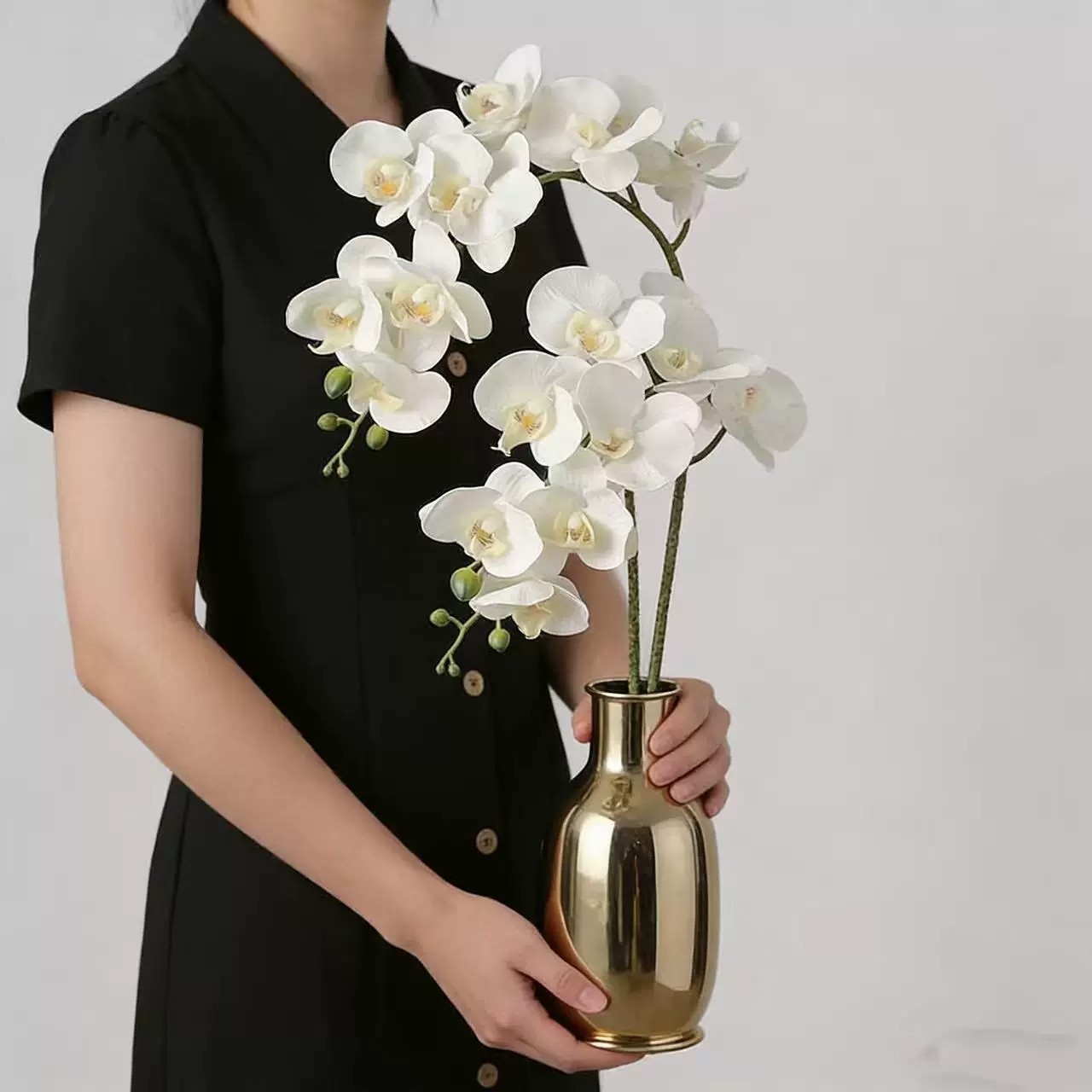 高品质仿真蝴蝶兰花艺 北欧风格假花餐桌插花软装家居装饰摆设