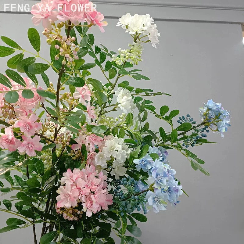 仿真含笑花人造花枝婚庆路引花艺布置户外造景拍摄道具落地假花