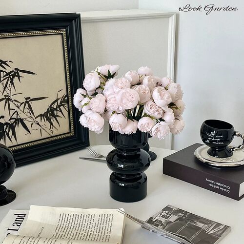 摄影道具假花27头牡丹小把束新娘手捧花玫瑰仿真花茶玫婚庆拍照