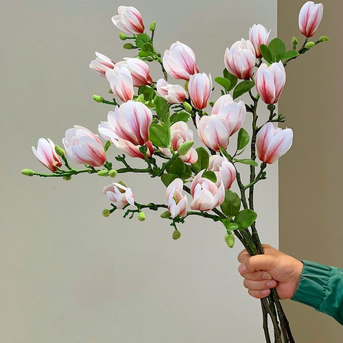 胶片材质含苞玉兰仿真假花中式客厅玄关插花家居桌面花艺摆设摆件