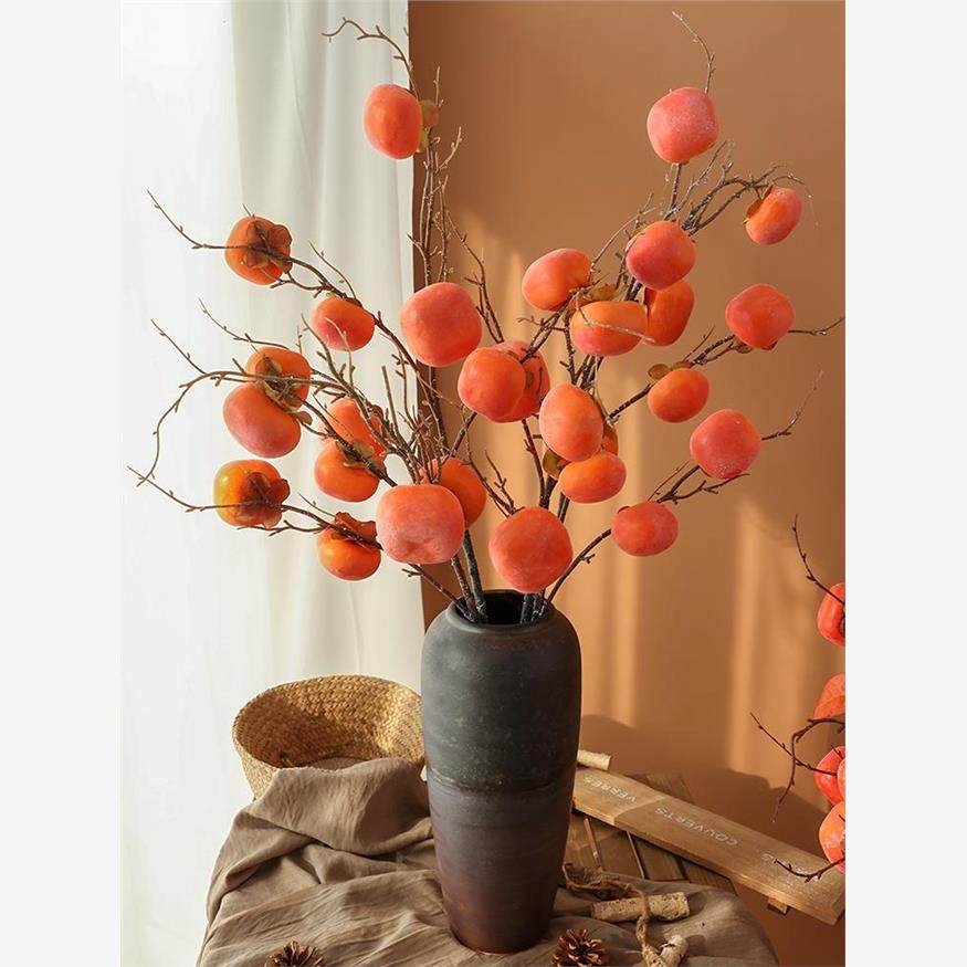 仿真柿子果实假花树枝客