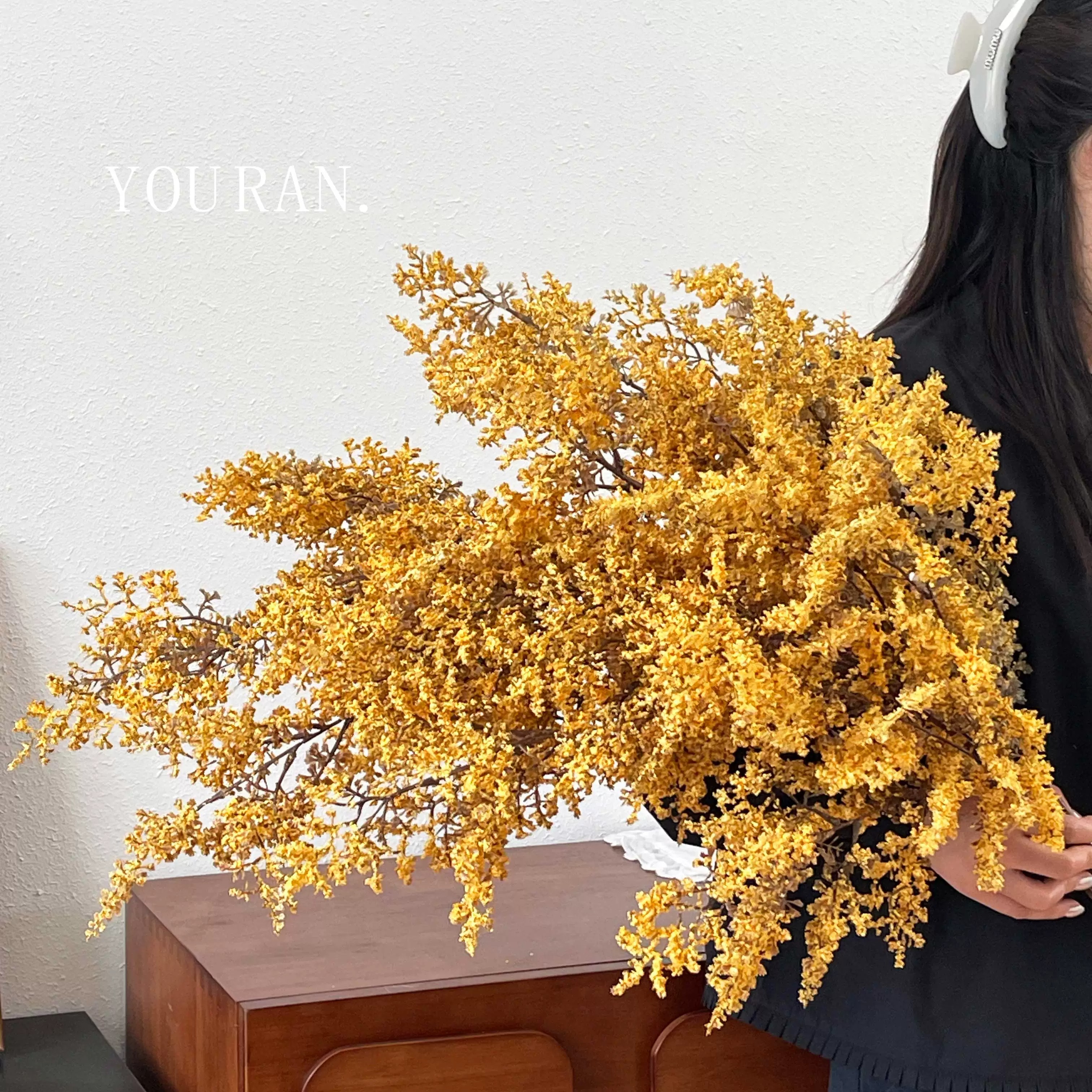 高级感仿真长枝雾凇 田园风油画雾凇绿植 插花摄影拍摄道具