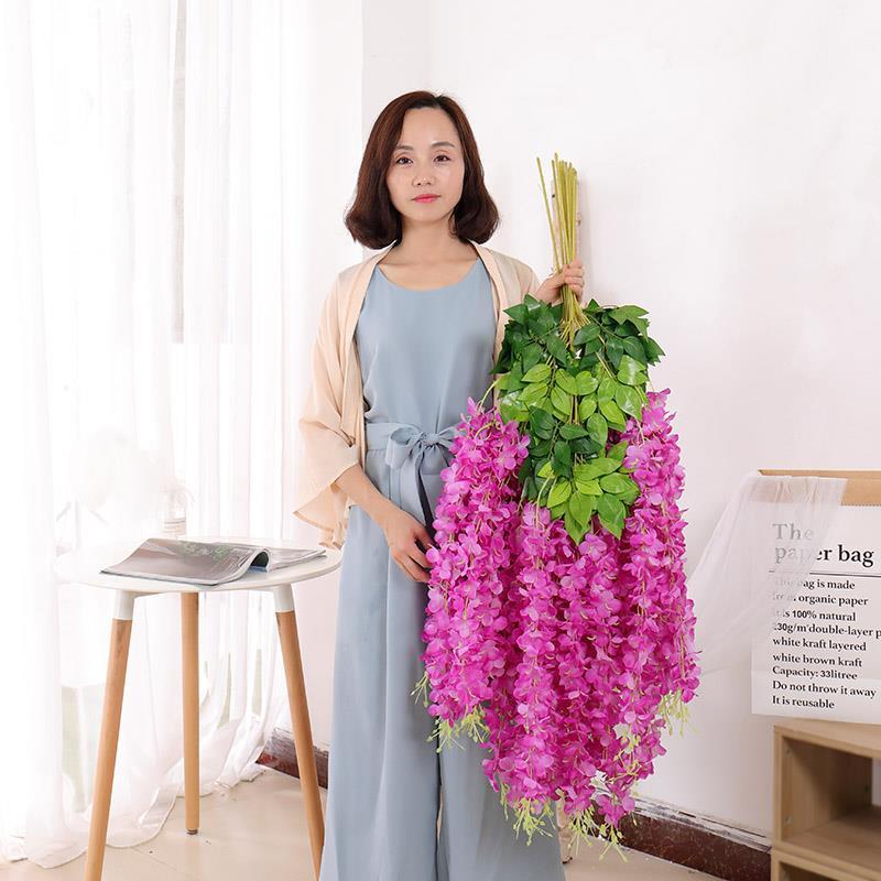紫藤花仿真紫罗兰藤条酒店紫罗兰婚庆吊顶仿真花室内塑料装饰植物