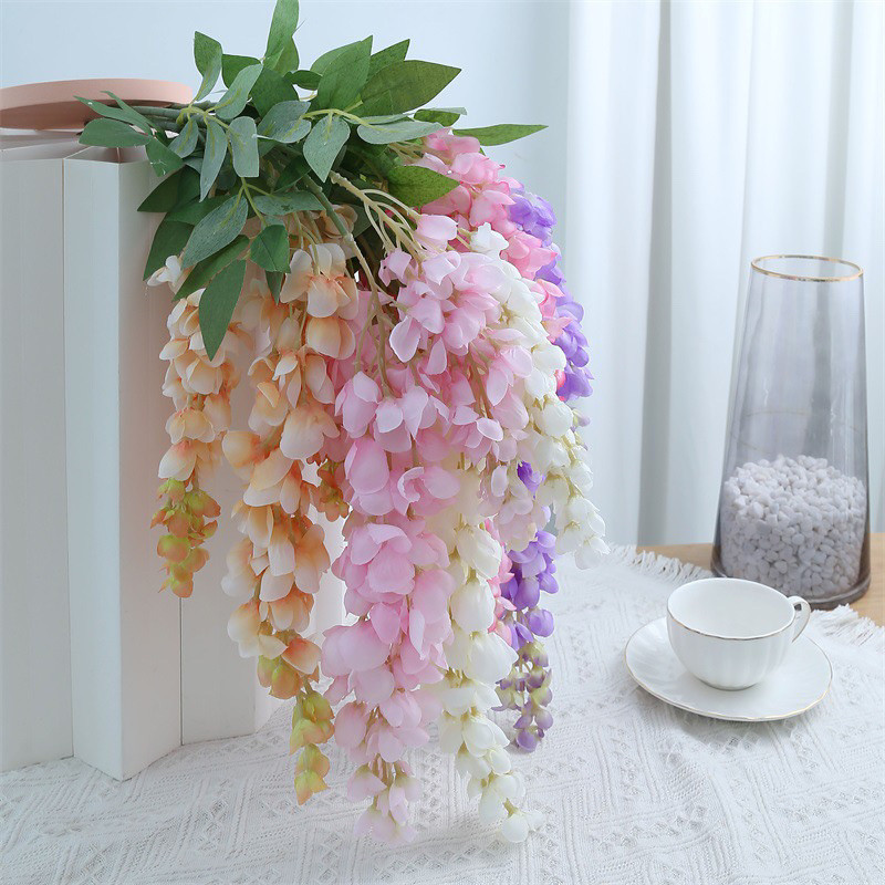 短款仿真紫藤豆花串 栏杆缠绕装饰花 家用阳台美化塑料藤蔓