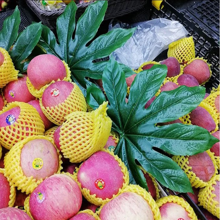仿真八角叶子水果店装饰用品假树叶摆盘塑料金盘绿叶水果摊香蕉叶