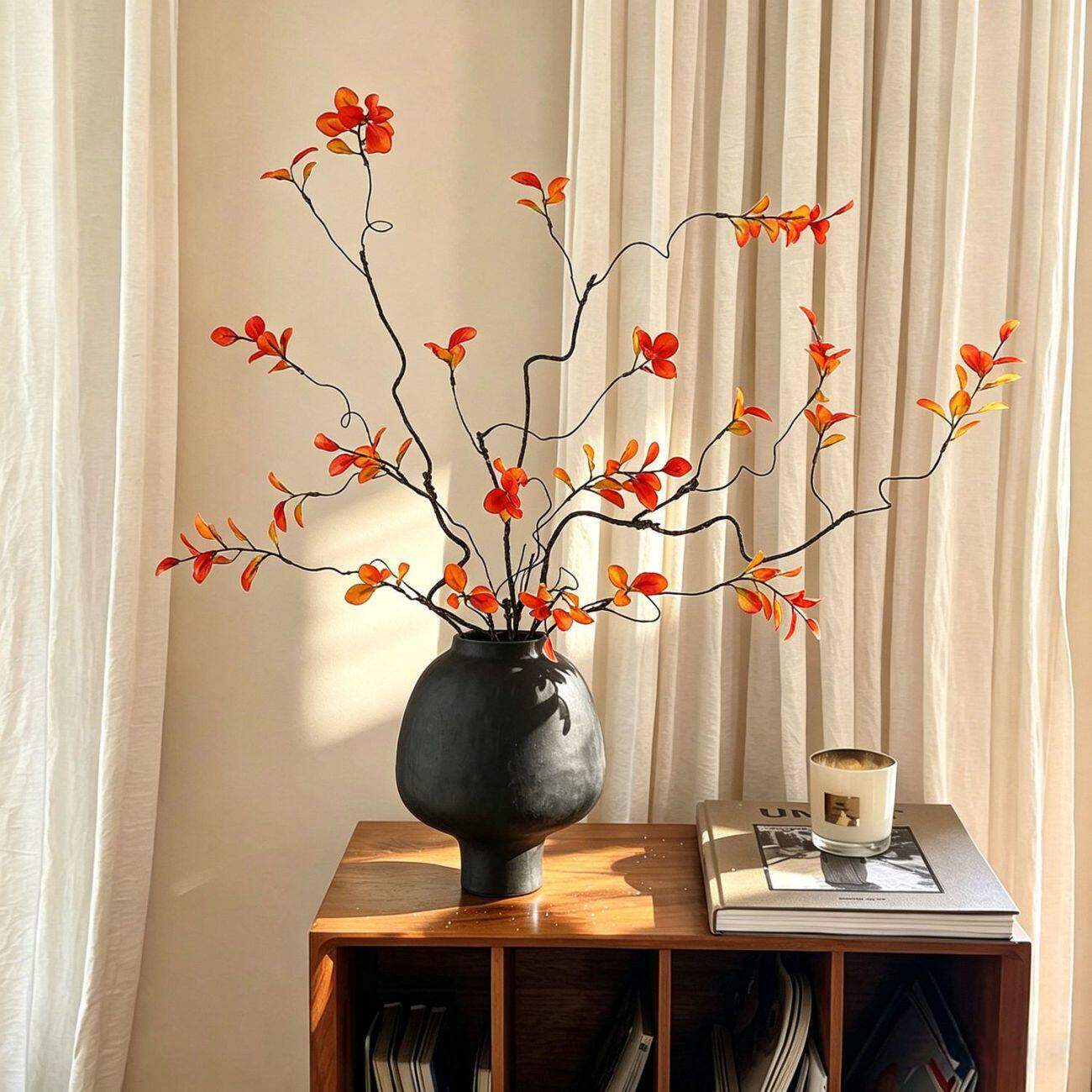 年宵花串串金果秋叶仿真长枝假花浆果中式客厅餐厅花瓶插花摆件
