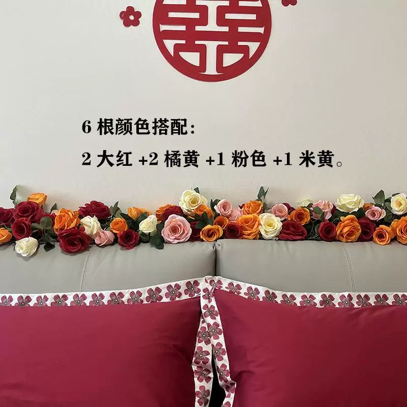 仿真玫瑰花藤条室内吊顶空调管道缠绕婚庆装饰花室外装饰围栏遮丑