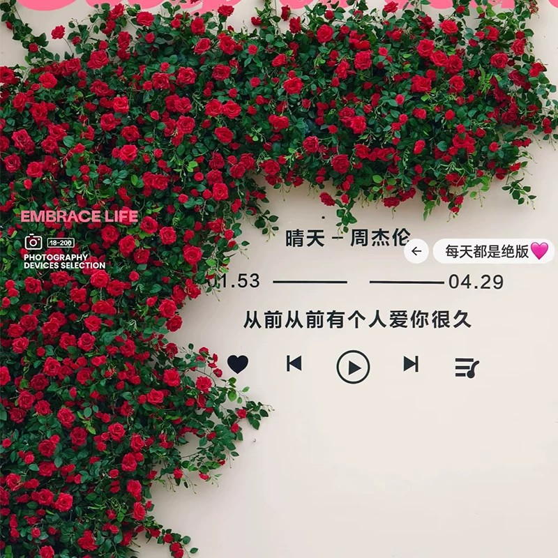 仿真花玫瑰藤条蔓藤绢花假花房顶暖道装饰花链高端造景花墙