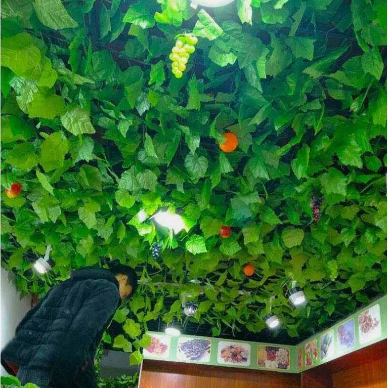 吊顶装饰创意个性天花板仿真葡萄叶藤条树叶花藤绿植假花藤蔓塑料