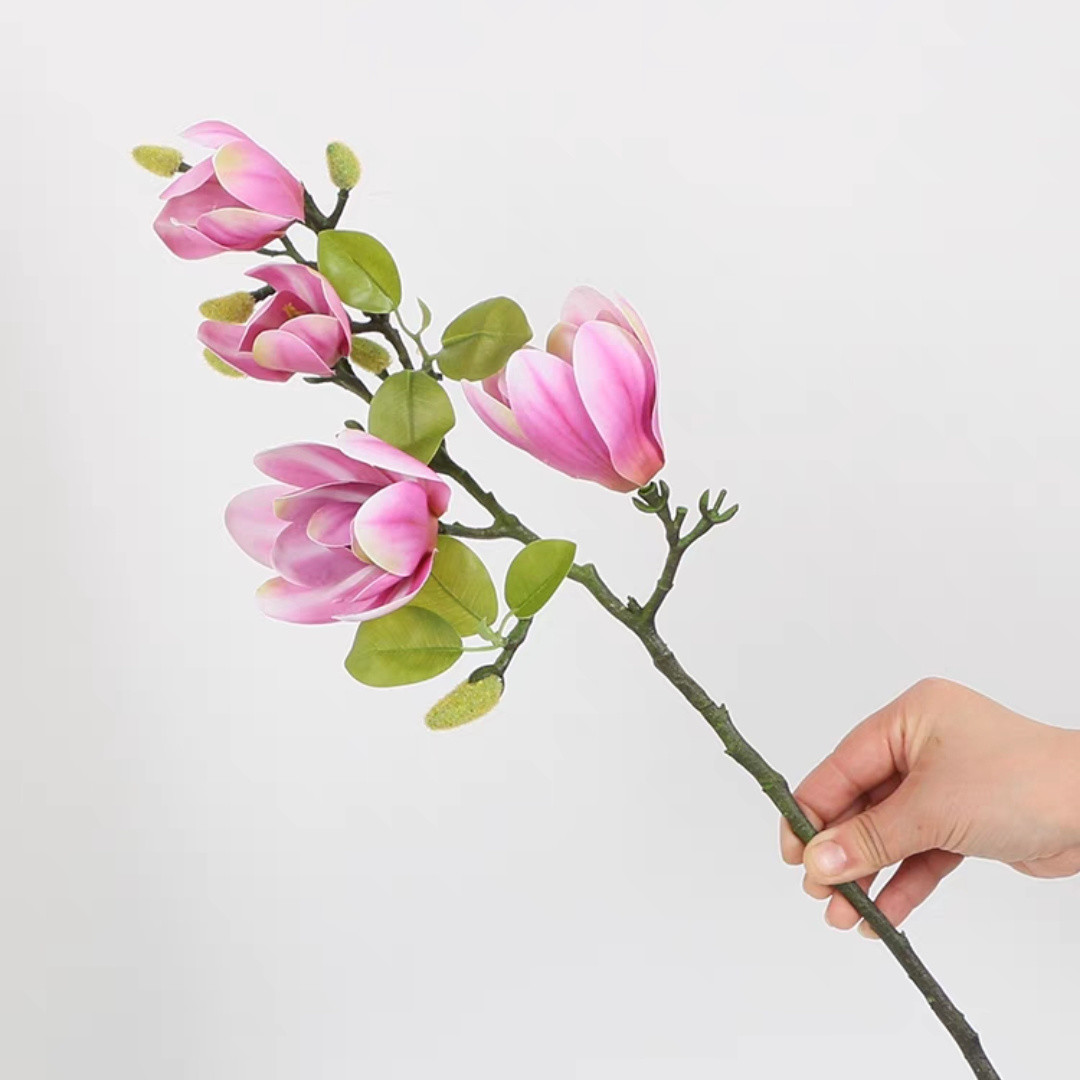 胶片逼真3D含苞玉兰仿真花束中式家居客厅玄关摆件餐桌插花假花