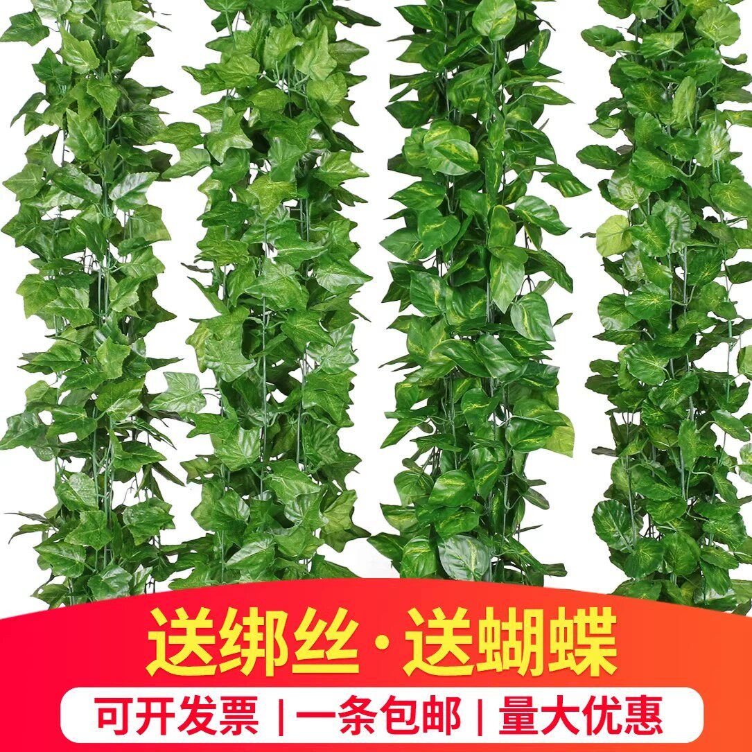藤蔓仿真藤条爬山虎 绿萝 西瓜 葡萄 荷叶墙上墙面挂墙装饰假花