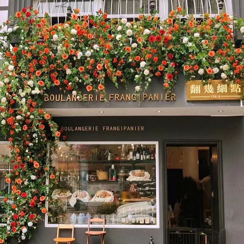 仿真玫瑰花藤蔷薇藤蔓家居装饰假花藤条空调管道缠绕室外围栏装饰