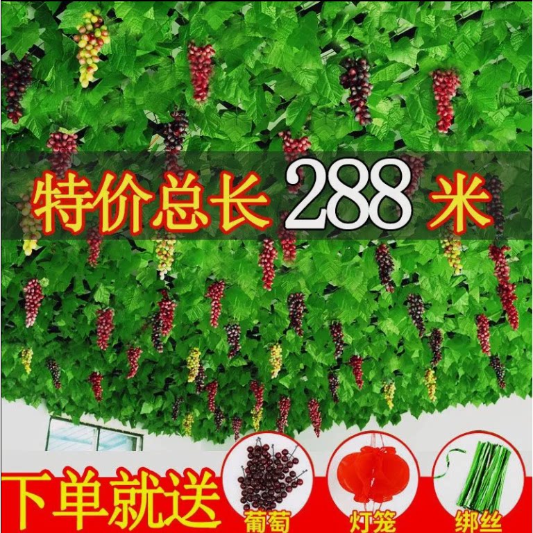 墙面挂饰仿真葡萄叶绿萝吊顶管道装饰绿藤绿叶藤条缠绕假花绿植叶
