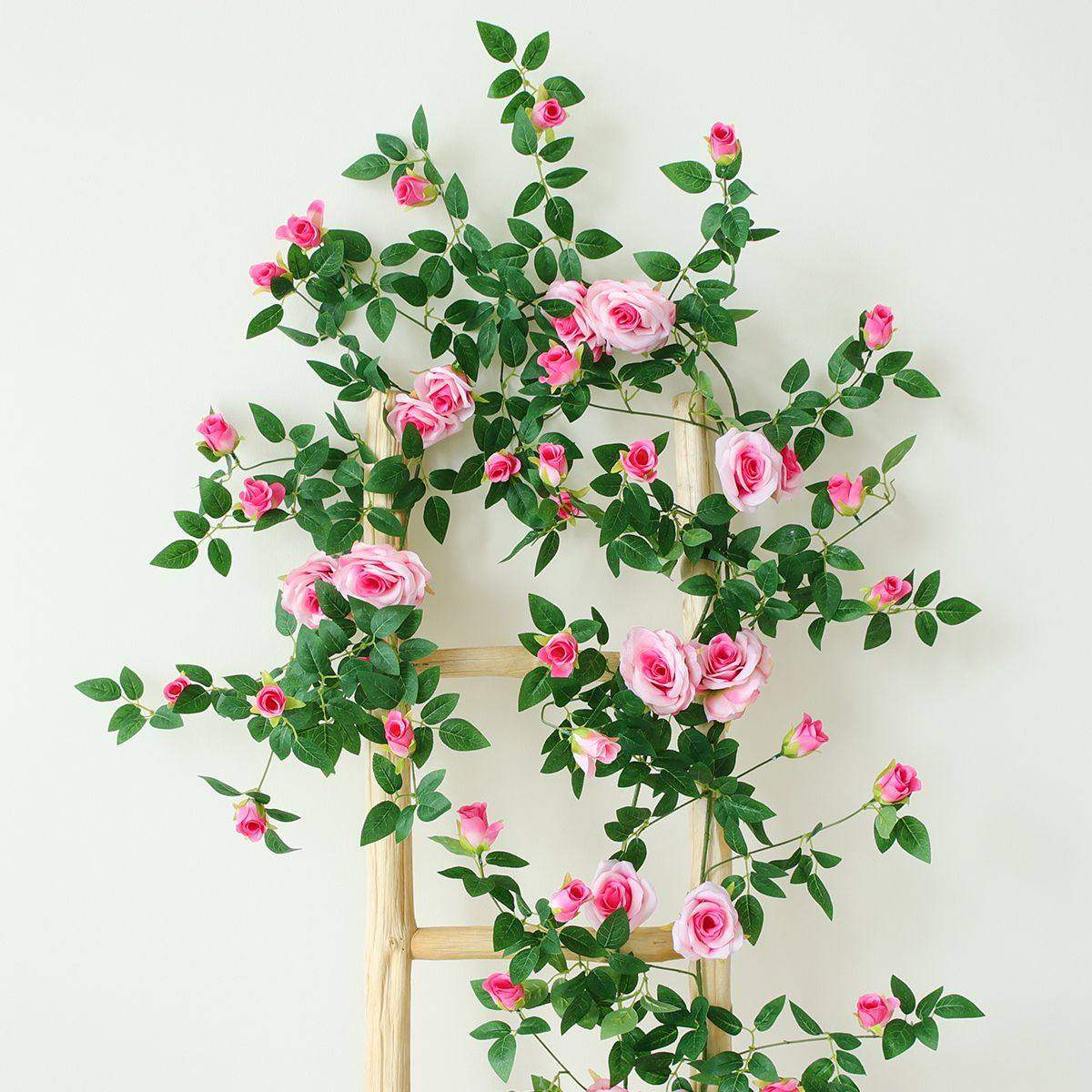 仿真玫瑰花藤床头花藤条假花客厅空调吊椅装饰阳台遮挡塑料花藤蔓