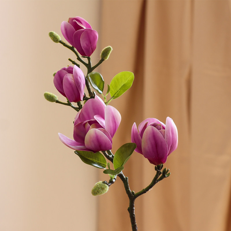 胶片材质含苞玉兰仿真假花中式客厅玄关插花家居桌面花艺摆设摆件