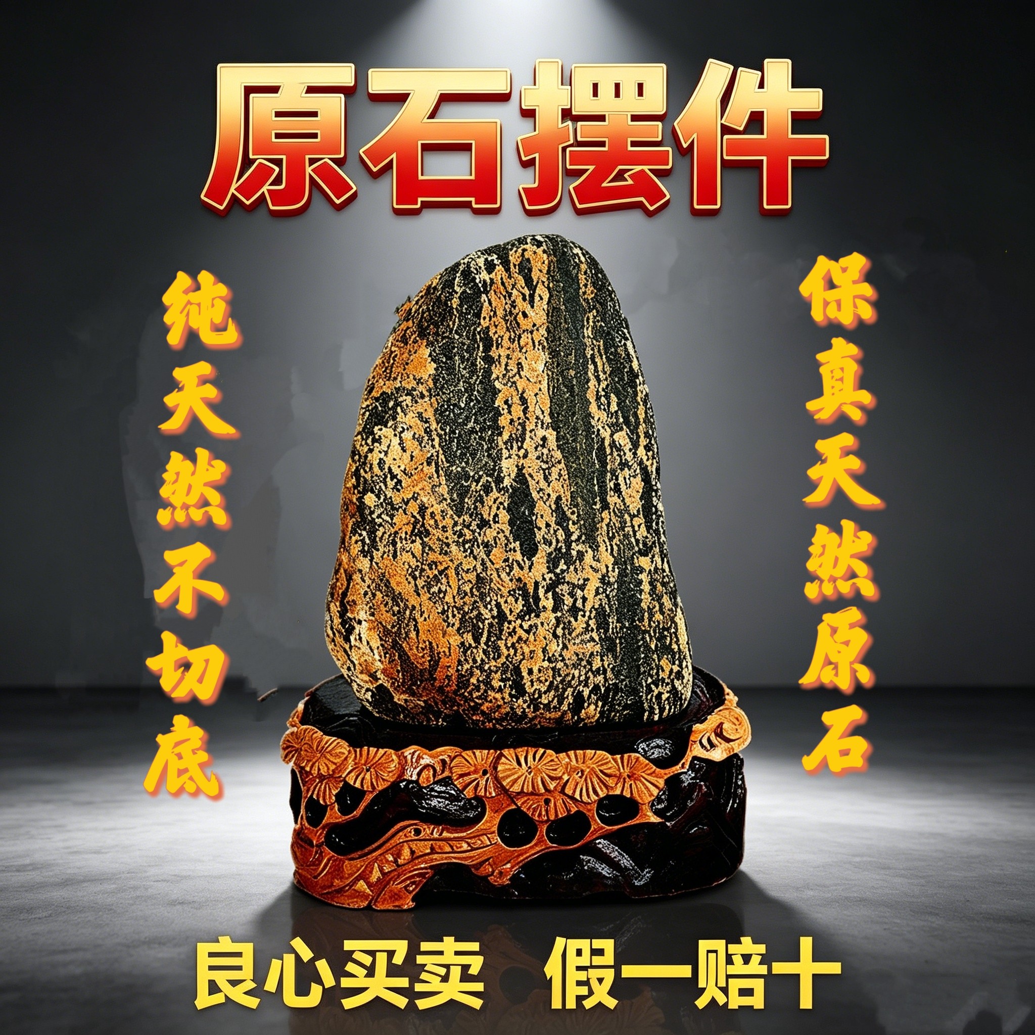 正宗天然原石摆件不切底原石石敢当天然靠山石镇家宅化路冲补角