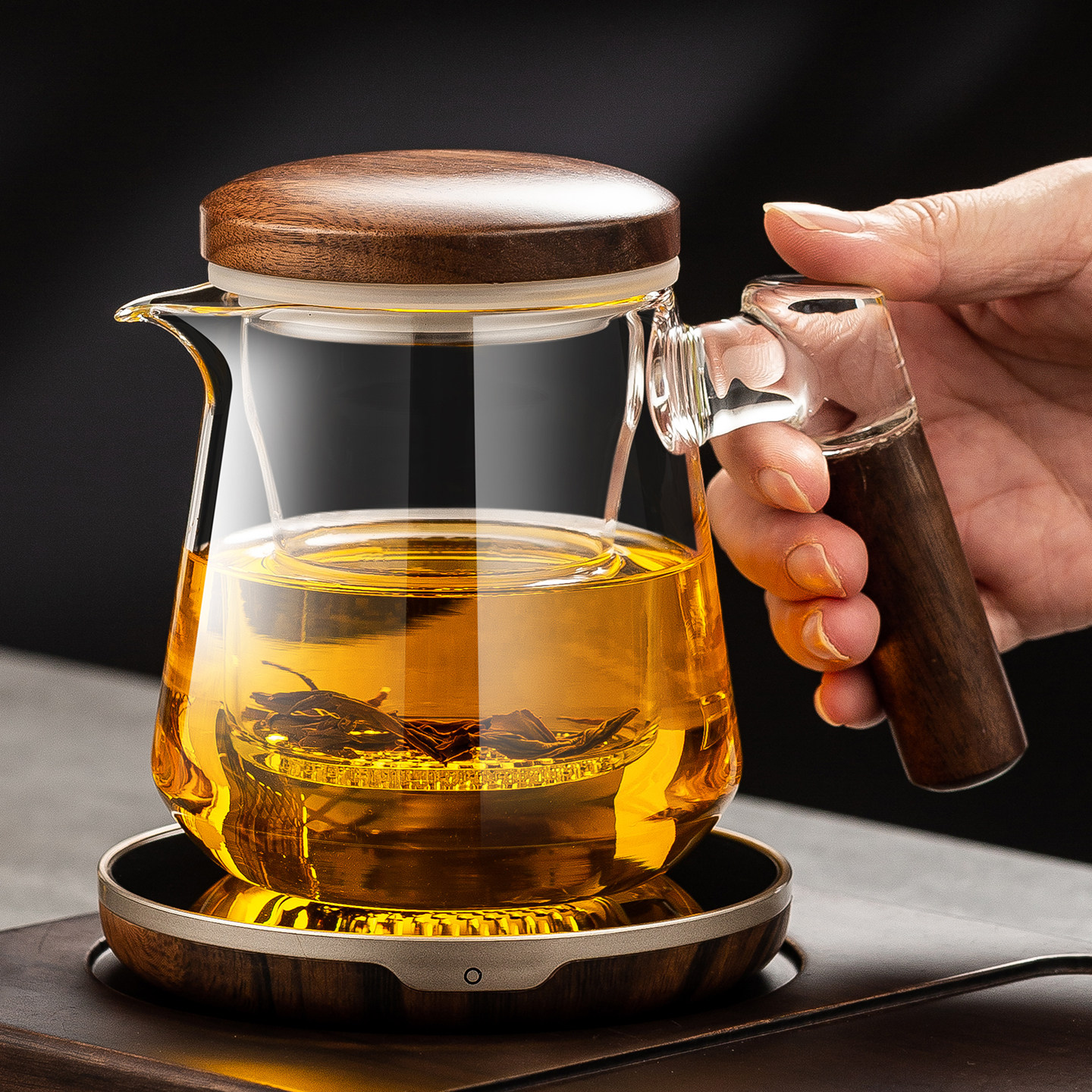 加厚耐高温玻璃泡茶壶茶水分离杯图片
