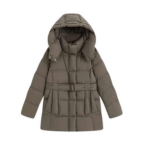 年轻风连帽羽绒服女冬季加厚白鸭绒收腰保暖外套高级法式流行气质