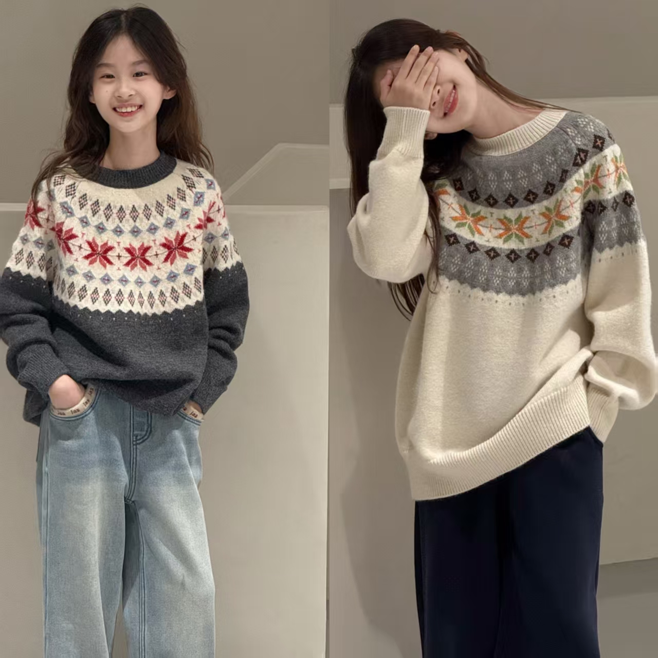 Jasper kids韩国波拉童装2025秋冬新款韩版中大童男女童百搭毛衣