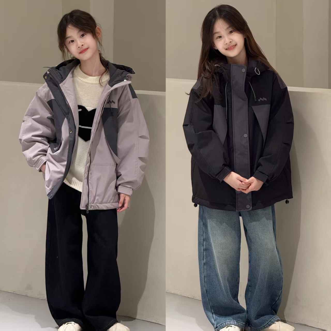 jasper韩国波拉童装2025冬季新款韩版中大童男女童百搭夹棉外套