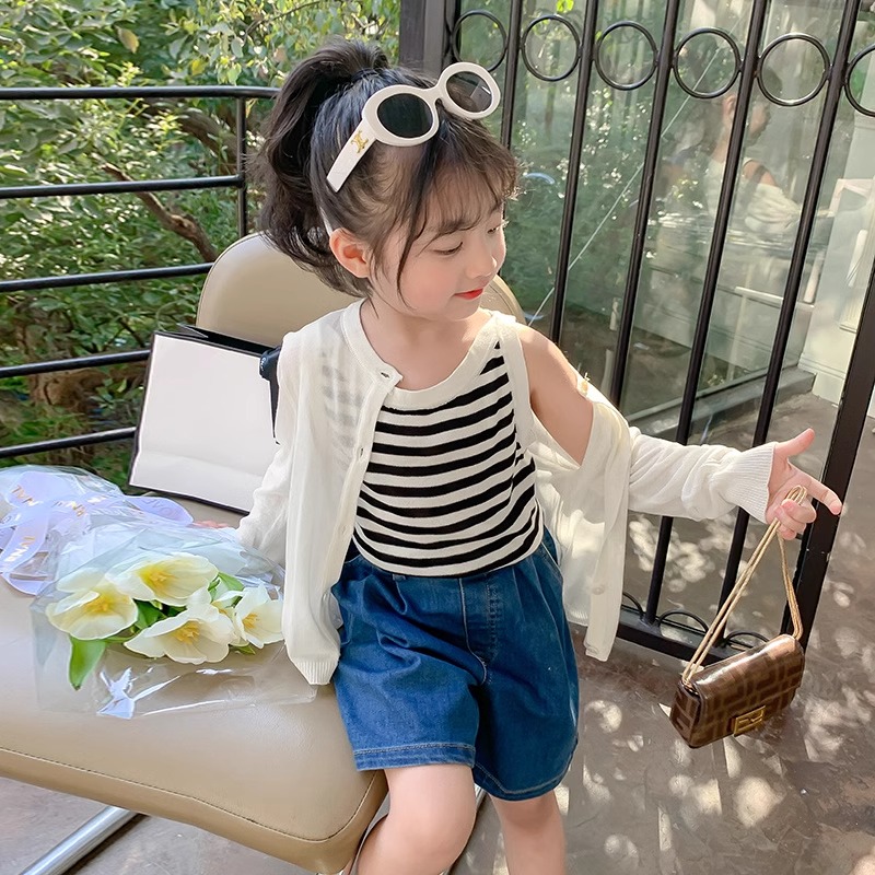 女童针织开衫薄款外套百搭空调衫2025春夏新款儿童洋气毛衣防晒衫