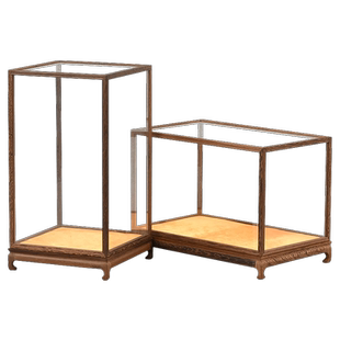 定做红木雕古董工艺品佛像奇石摆件底座鸡翅木宝笼展示防尘玻璃罩