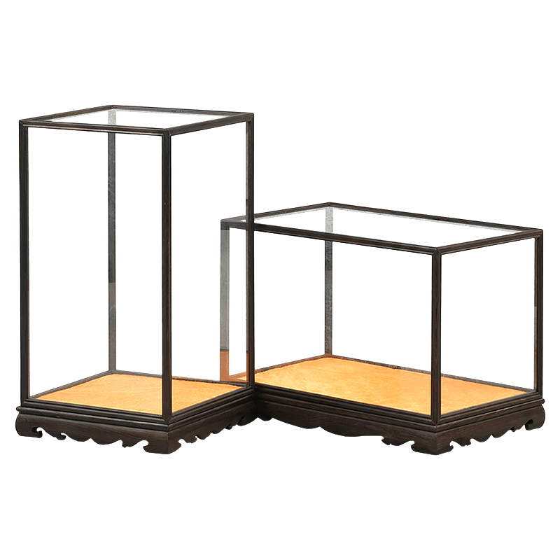 红木雕紫光檀黑檀宝笼底座古玩工艺品玻璃罩子佛像宝笼展示防尘罩