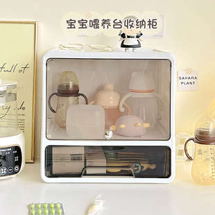 宝宝喂养台收纳柜婴儿用品奶瓶辅食工具奶粉餐具收纳盒桌面置物架