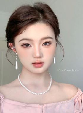 CuteDouu清冷温柔水滴珍珠耳钉