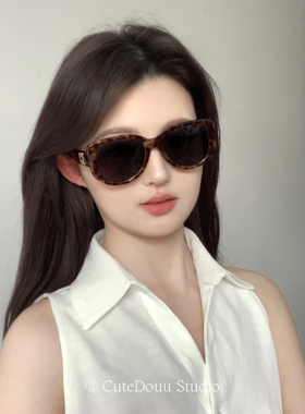 CuteDouu 随性琥珀 大框高级老钱风墨镜UV400防紫外线显脸小墨镜