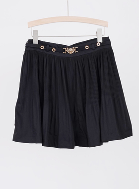 兰*蔻*卓*雅柜价788黑色百褶半身裙女高腰显瘦A字裙百搭气质短裙