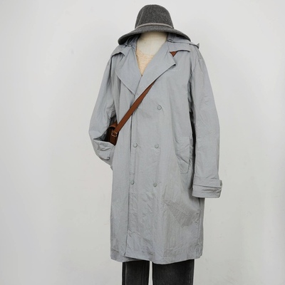 Been潮牌Trill柜价1599灰色双排扣连帽西装领长款风衣男女同款